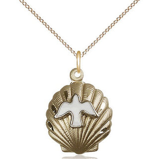 14kt Gold Filled Shell / Holy Spirit Medal Religious Jewelry