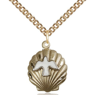 14kt Gold Filled Shell / Holy Spirit Medal Religious Jewelry