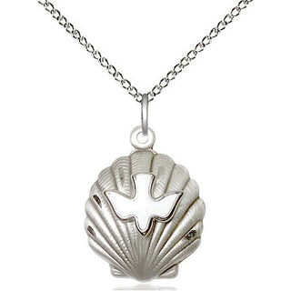 Sterling Silver Shell / Holy Spirit Medal Religious Jewelry