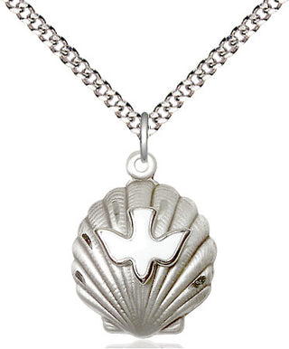 Sterling Silver Shell / Holy Spirit Medal Religious Jewelry