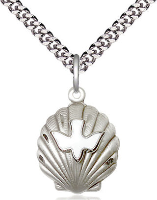 Sterling Silver Shell / Holy Spirit Medal Religious Jewelry