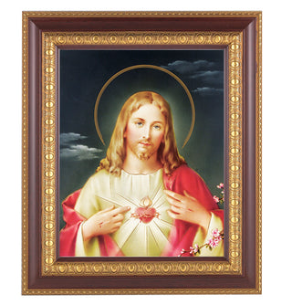 Sacred Heart In Cherry with Gold Frame 10.25X12.25 8X10 Print