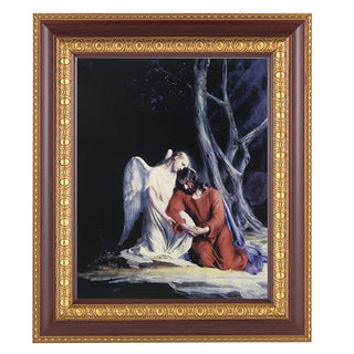 Christ With Angel In Cherry Frame 10.25X12.25" 8X10 Print