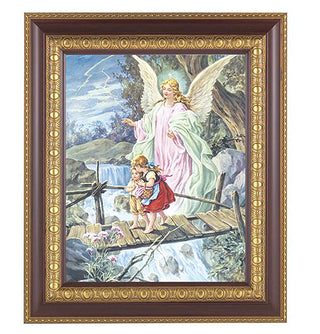 Guardian Angel In Cherry Frame 10.25X12.25" 8X10 Print
