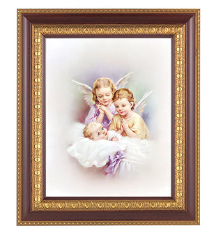 Guardian Angels In Cherry Frame 10.25X12.25" 8X10 Print