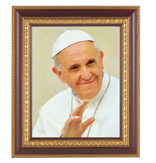 Pope Francis In Cherry Frame 10.25X12.25" 8X10 Print