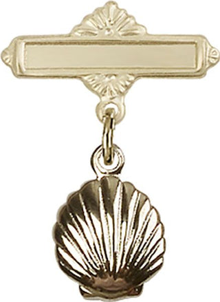 14kt Gold Filled Polished Badge Pin Shell Baby Badge