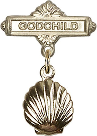 14kt Gold Filled Godchild Shell Baby Badge
