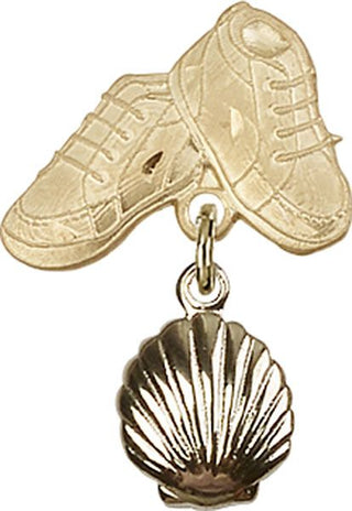 14kt Gold Filled Baby Boots Shell Baby Badge
