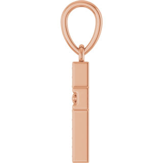 14K Rose Beaded Cross Pendant