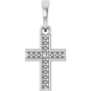 Platinum Beaded Cross Pendant