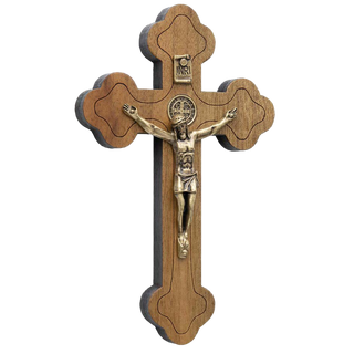 Large Ornate Wood Crucifix with Antique Gold Corpus