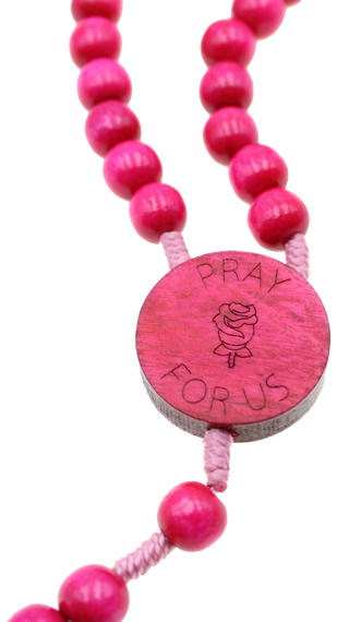 Our Lady of Fatima Pink Wood Rosary
