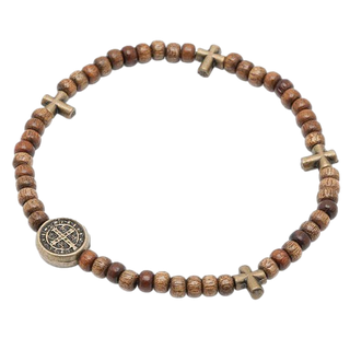 4-pack - Wood St. Benedict Mini-Rosary Bracelet
