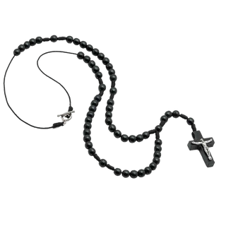 3-pack - Black Wood Rosary Necklace