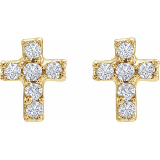 14K Yellow .02 CTW Natural Diamond Cross Inverness Piercing Stud Earrings