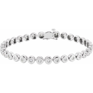 14K White 2 CTW Natural Diamond Bezel-Set Line 7" Bracelet