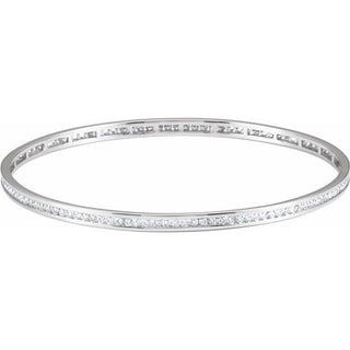 14K White 2 1/4 CTW Natural Diamond Stackable Bangle 8" Bracelet