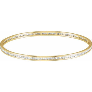 14K Yellow  1 1/2 CTW Natural Diamond Stackable Bangle 8" Bracelet