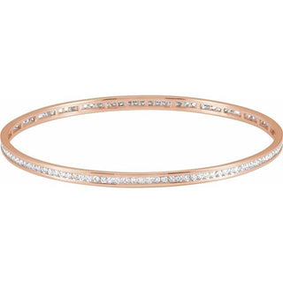 14K Rose 1 1/2 CTW Natural Diamond Stackable Bangle 8" Bracelet