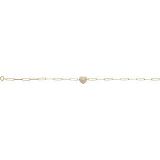 14K Yellow 1/3 CTW Natural Diamond Heart & Paperclip-Style 7" Bracelet
