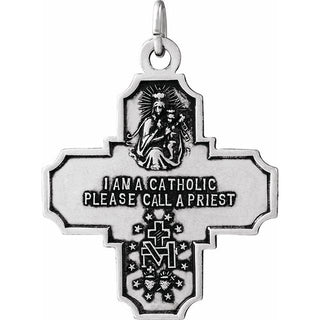 Sterling Silver 30x29 mm Four-Way Cross Medal  