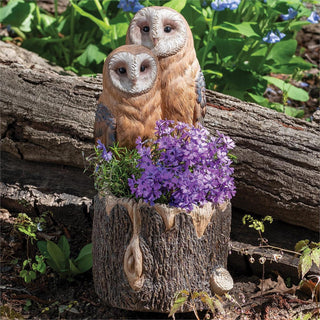 16.75-Inch Owl Planter Woodtone