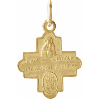 14K Yellow 12x12 mm Four-Way Cross Medal 