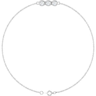 14K White 1/4 CTW Lab-Grown Diamond Three-Stone Line  7" Bracelet 