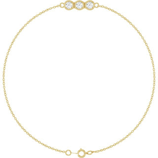 14K Yellow 1/4 CTW Natural Diamond Three-Stone Line  7" Bracelet 