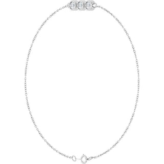 Sterling Silver 1/4 CTW Lab-Grown Diamond Three-Stone Line  7" Bracelet 