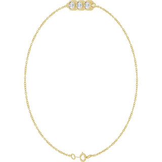 14K Yellow 1/4 CTW Lab-Grown Diamond Three-Stone Line  7" Bracelet 