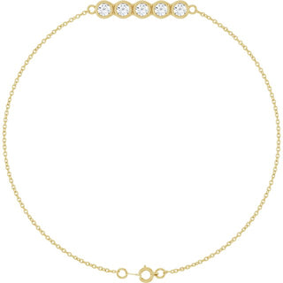 14K Yellow 1/2 CTW Lab-Grown Diamond Five-Stone Line  7" Bracelet 