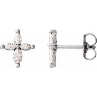 14K White 1/3 CTW Natural Diamond Cross Earrings 