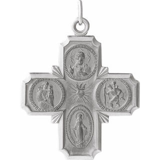 14K White 25x24 mm Four-Way Cross Medal 