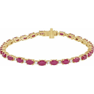 14K Yellow Lab-Grown Ruby & 5/8 CTW Lab-Grown Diamond Line 7" Bracelet