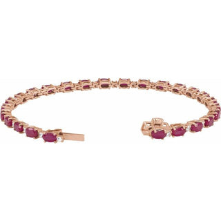 14K Rose Lab-Grown Ruby & 5/8 CTW Lab-Grown Diamond Line 7" Bracelet