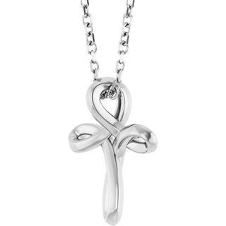 14K White Freeform Cross 16-18" Necklace