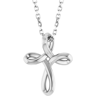 14K White Freeform Cross 16-18" Necklace
