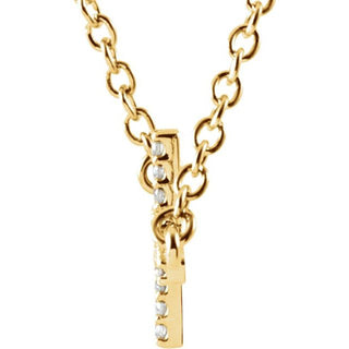 14K Yellow 1/10 CTW Natural Diamond Sideways Cross 16-18" Necklace