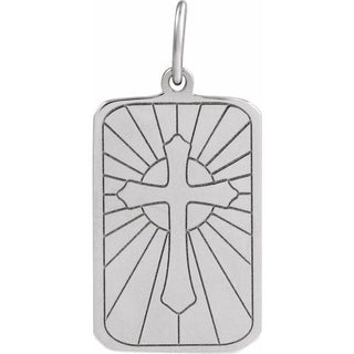 Platinum Cross Dog Tag Pendant