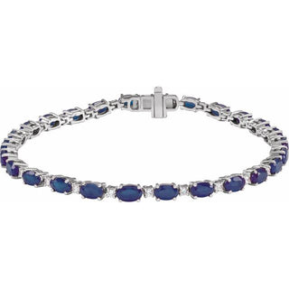 14K White Lab-Grown Blue Sapphire & 5/8 CTW Lab-Grown Diamond Line 7" Bracelet