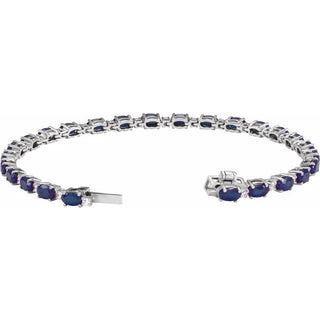 14K White Lab-Grown Blue Sapphire & 5/8 CTW Lab-Grown Diamond Line 7" Bracelet