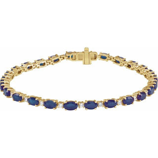 14K Yellow Lab-Grown Blue Sapphire & 5/8 CTW Lab-Grown Diamond Line 7" Bracelet