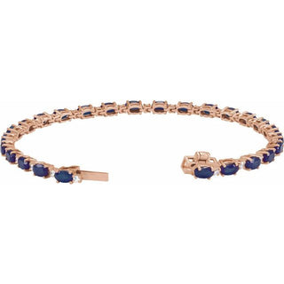 14K Rose Lab-Grown Blue Sapphire & 5/8 CTW Lab-Grown Diamond Line 7" Bracelet
