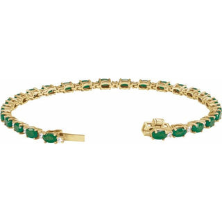 14K Yellow Lab-Grown Emerald & 5/8 CTW Lab-Grown Diamond Line 7" Bracelet