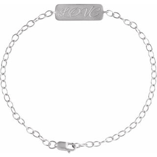 Sterling Silver Reversible Love Braille 7" Bracelet