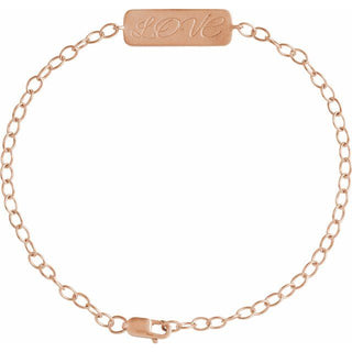 14K Rose Reversible Love Braille 7" Bracelet
