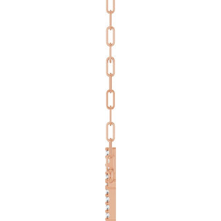 14K Rose .08 CTW Natural Diamond Sideways Cross 18" Necklace