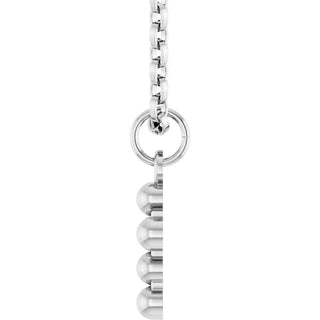 14K White Beaded Cross 18" Necklace